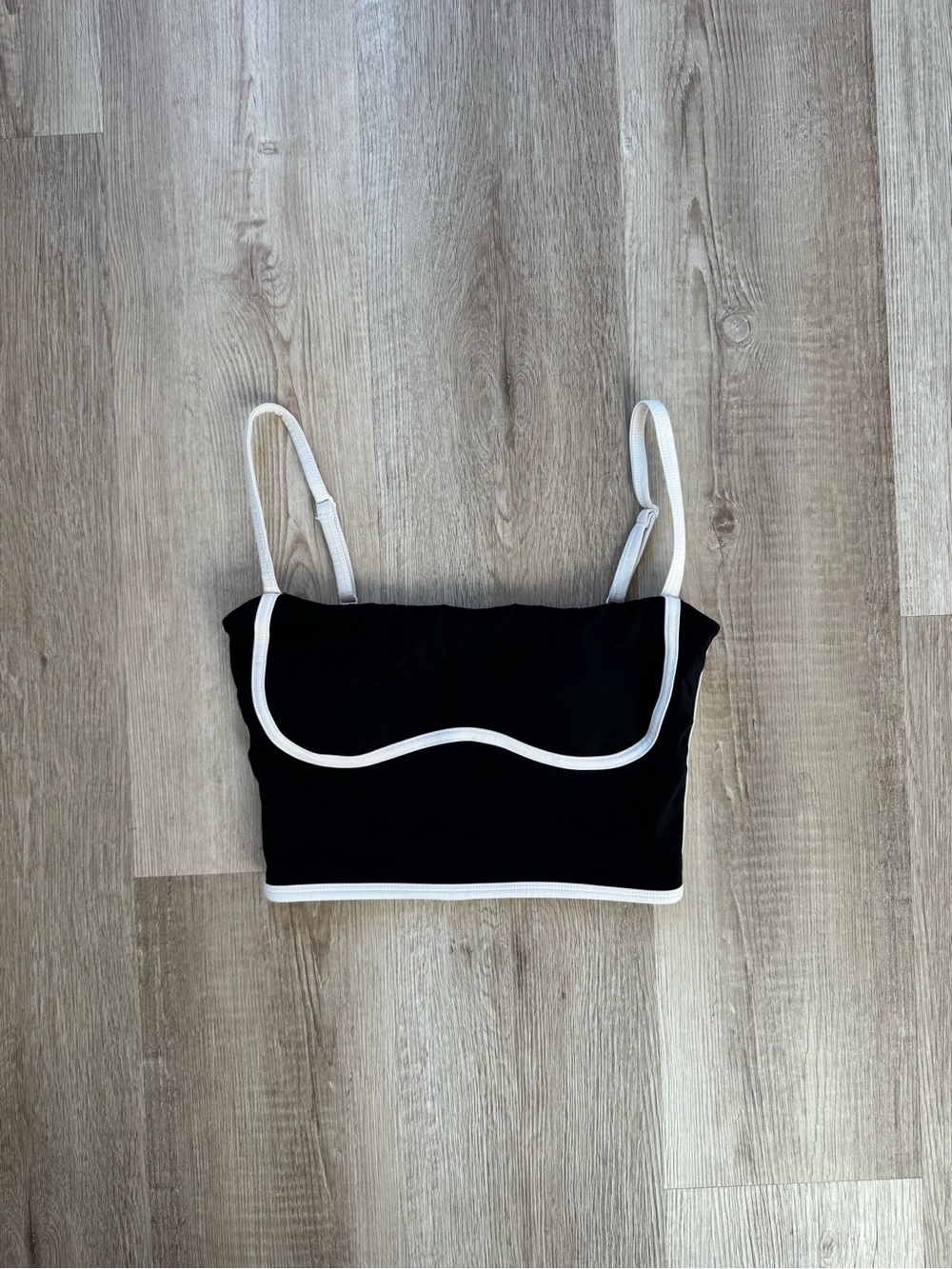 Black and White Piped Sports Bra